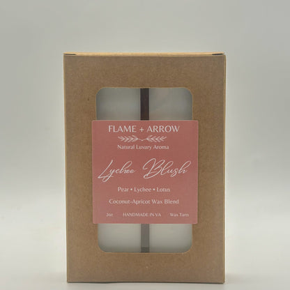 A box of Lychee Blush wax melts made with coconut apricot wax