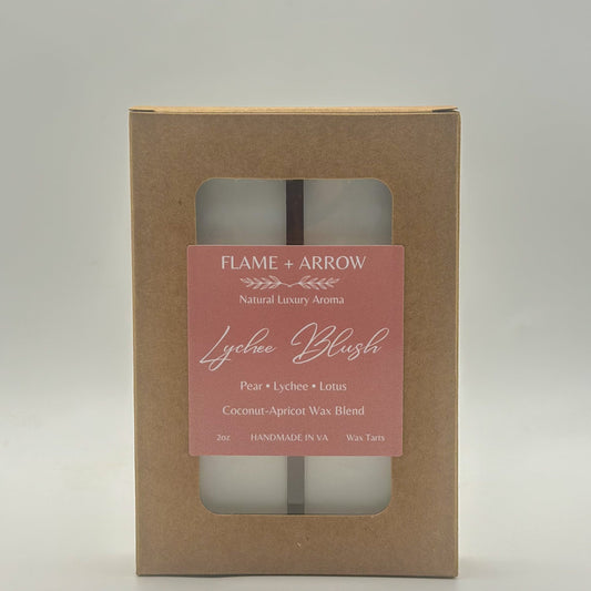 A box of Lychee Blush wax melts made with coconut apricot wax