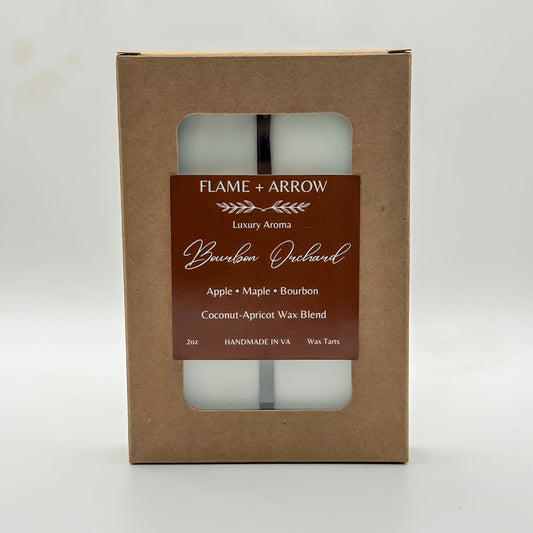 Bourbon Orchard coconut apricot wax melts in kraft box.